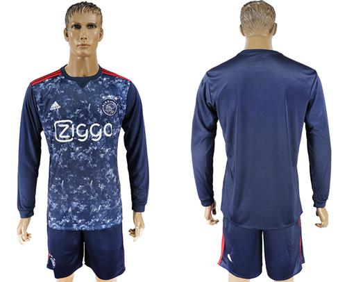 Ajax Blank Away Long Sleeves Soccer Club Jersey
